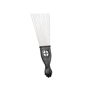 Classic Black Fist Long-Tooth Afro Metal Pick Comb